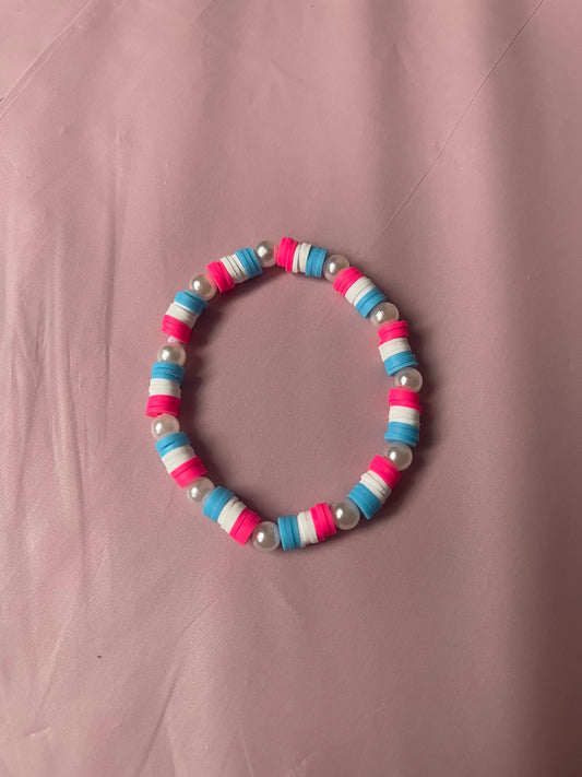 #184 Hot Pink,White & Blue~~Bracelet