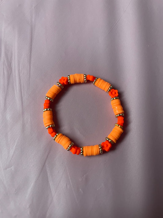 #188 Orange Flowers~~Bracelet