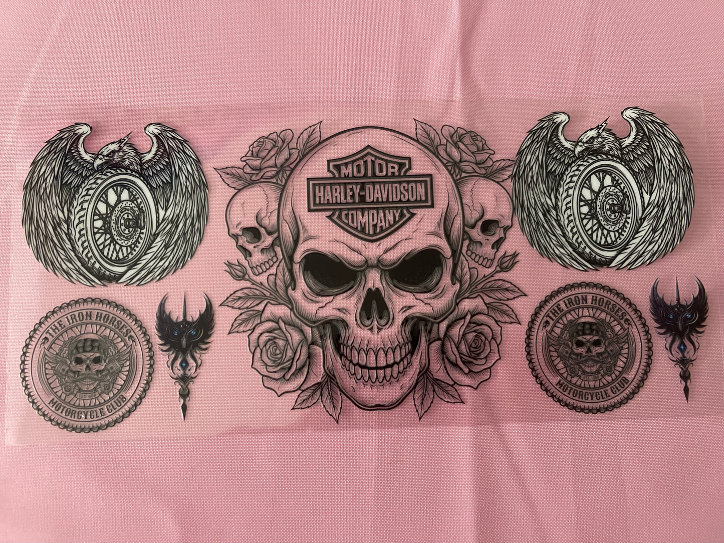 #155 Motorcycle Skull-16oz Uv Cup Wrap