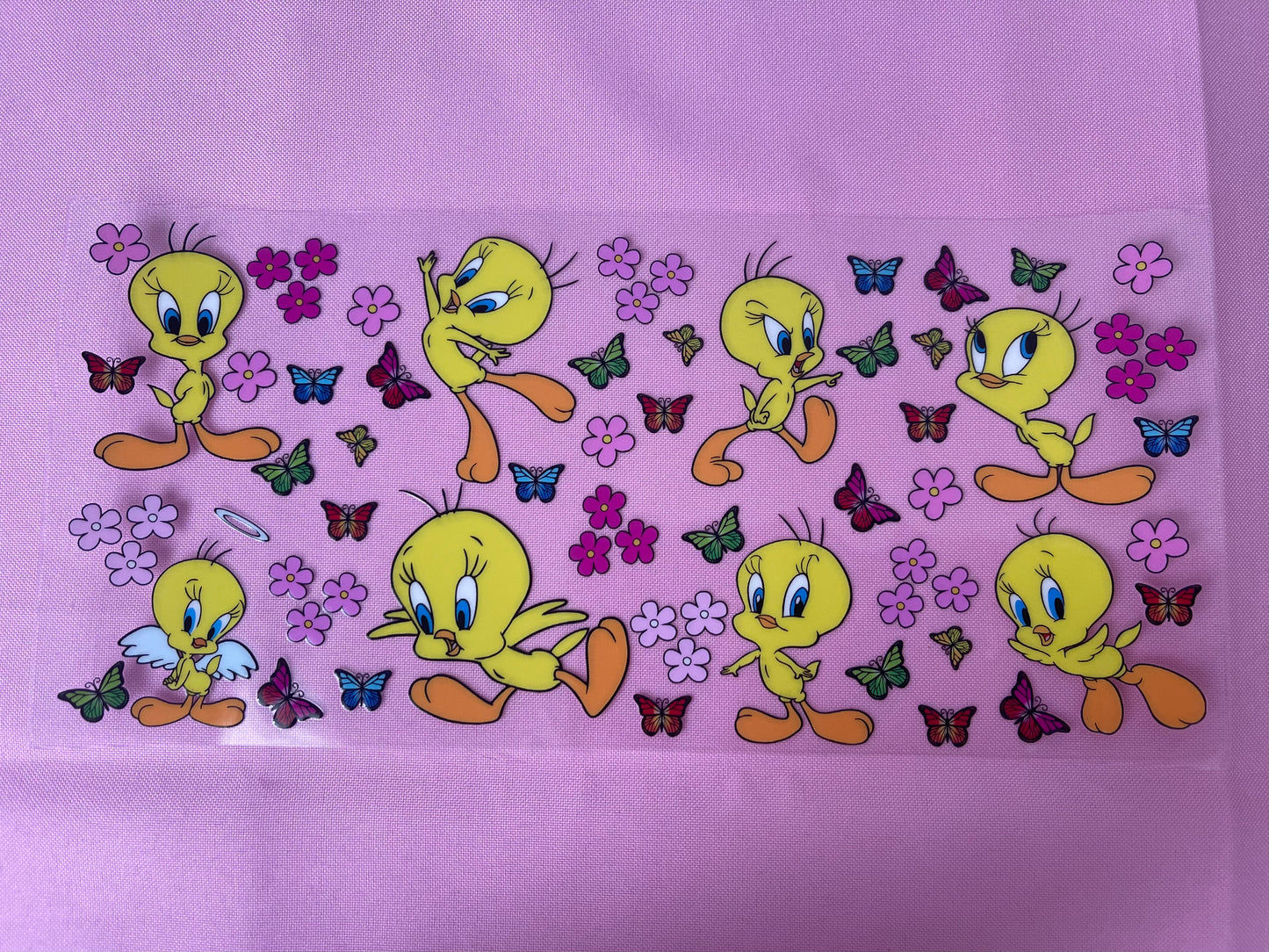 #122 Yellow Bird & Butterflies~~UV DTF CUP WRAP