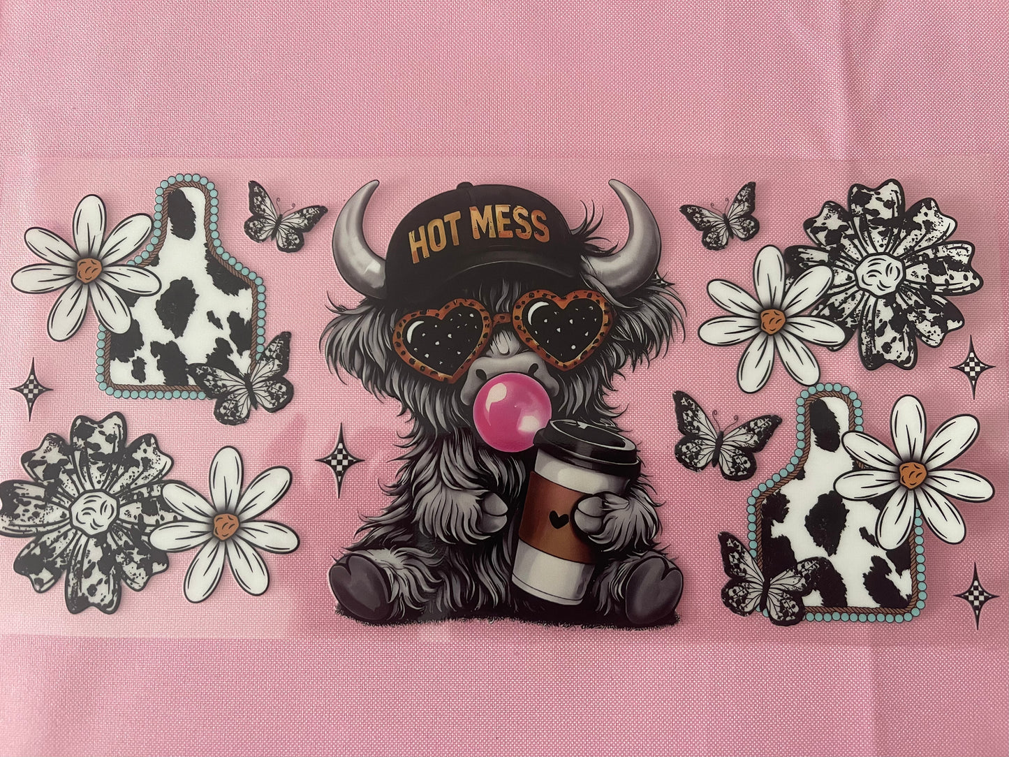 #137 Bubble Latte Cow~~Uv DTF Cup Wrap