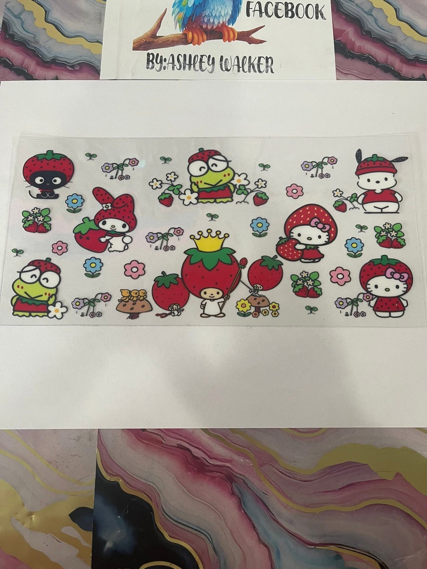 #85 HK & Friends Strawberry~~UV DTF CUP WRAP