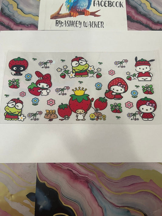 #85 HK & Friends Strawberry~~UV DTF CUP WRAP