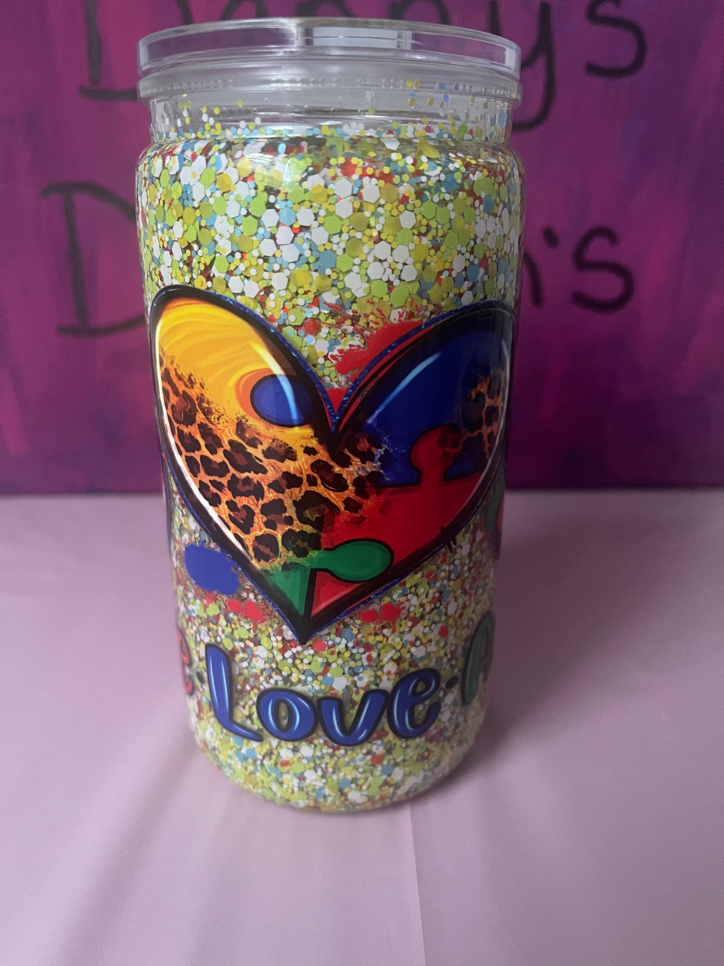 Peace•Love•Autism - 16oz Snow Globe Cup