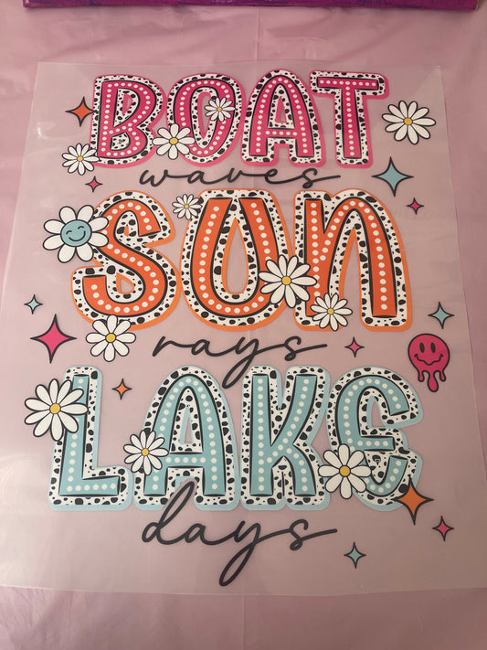 Boat,Sun & Lake-Dtf T-shirt Design