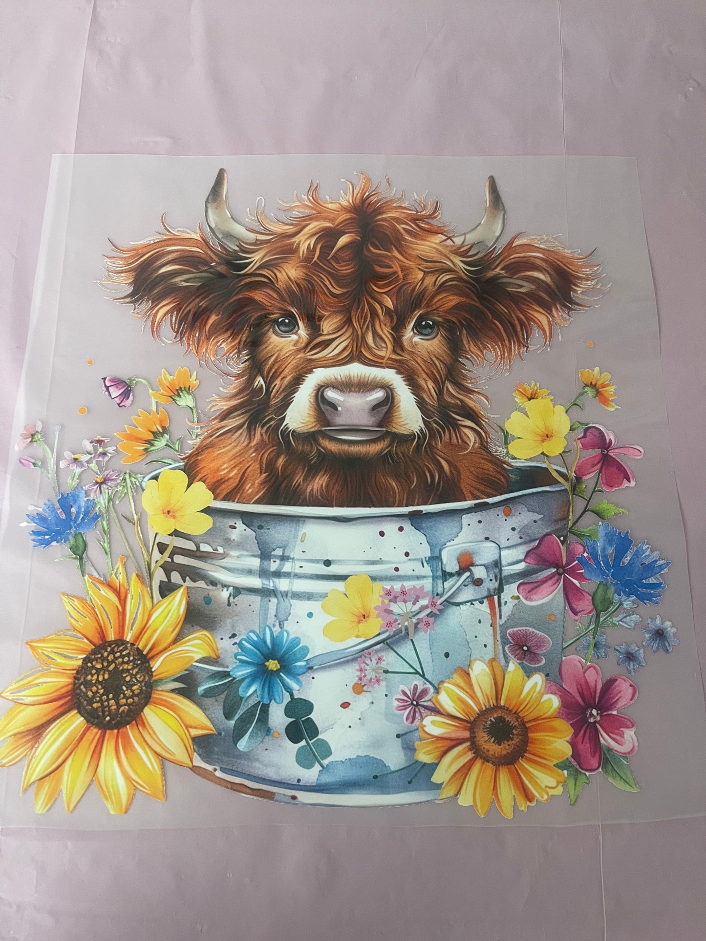 Bucket Floral Cow-Dtf T-shirt Design
