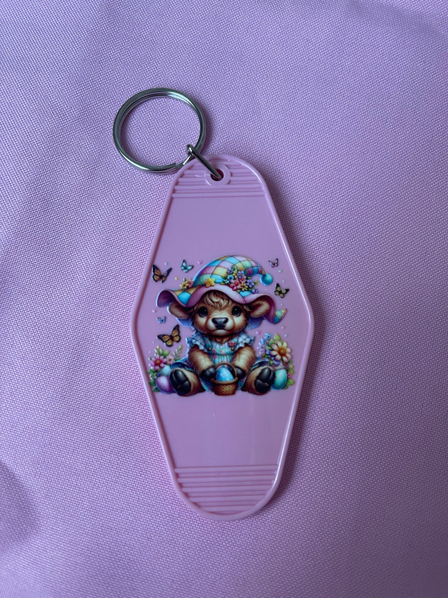 #124 Butterflies, Wildflowers & Cow~~Keychain
