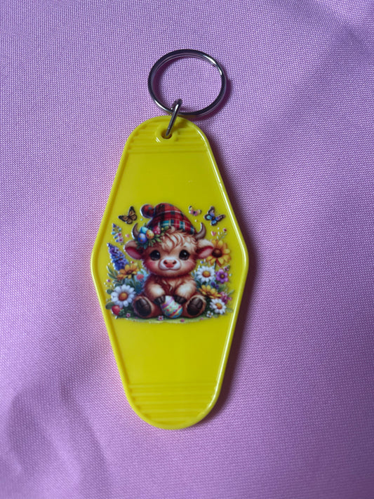 #142 Highland Cow Hat~~Keychain