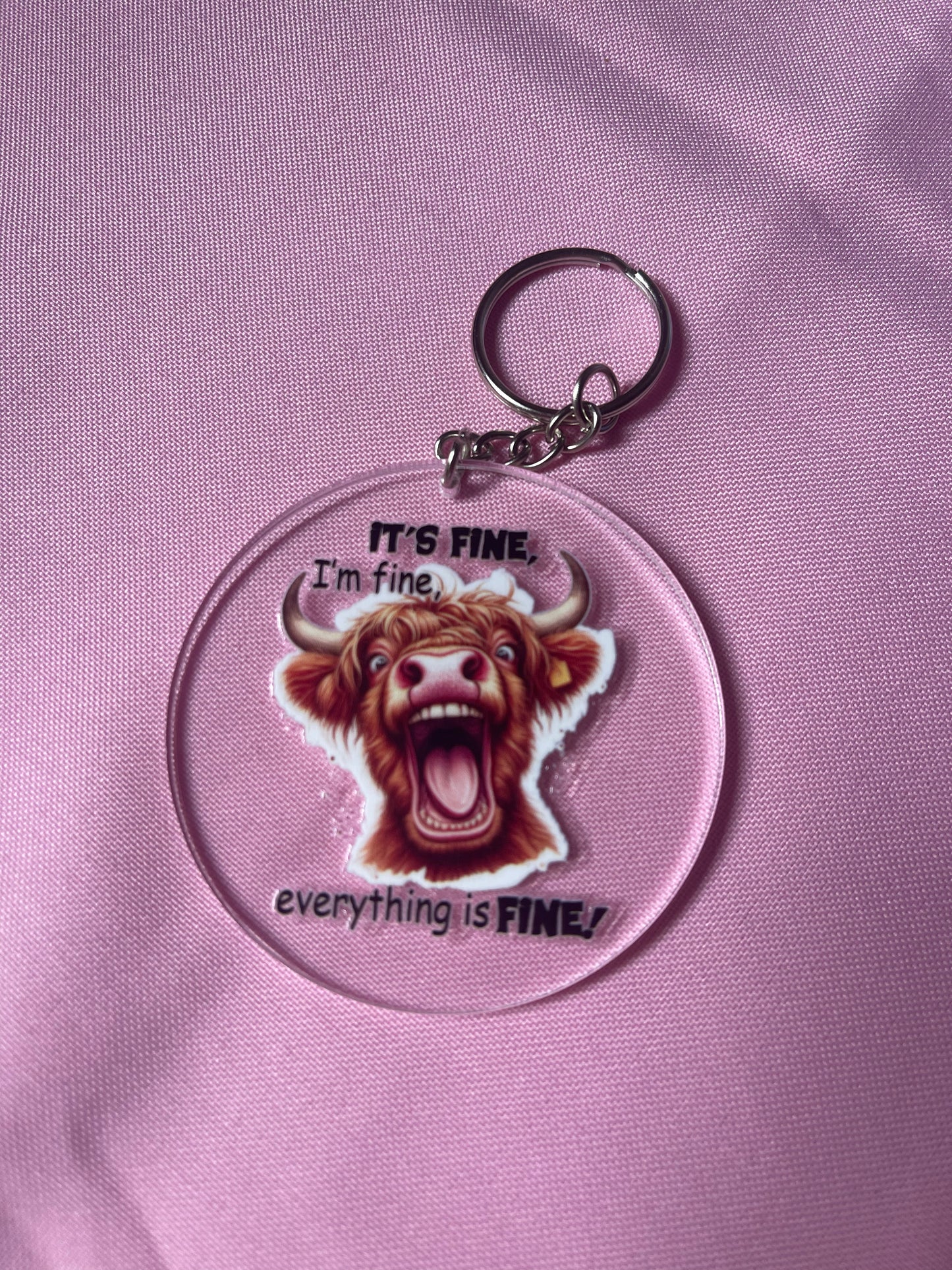 #145 It’s Fine I’m Fine Cow~~Keychain