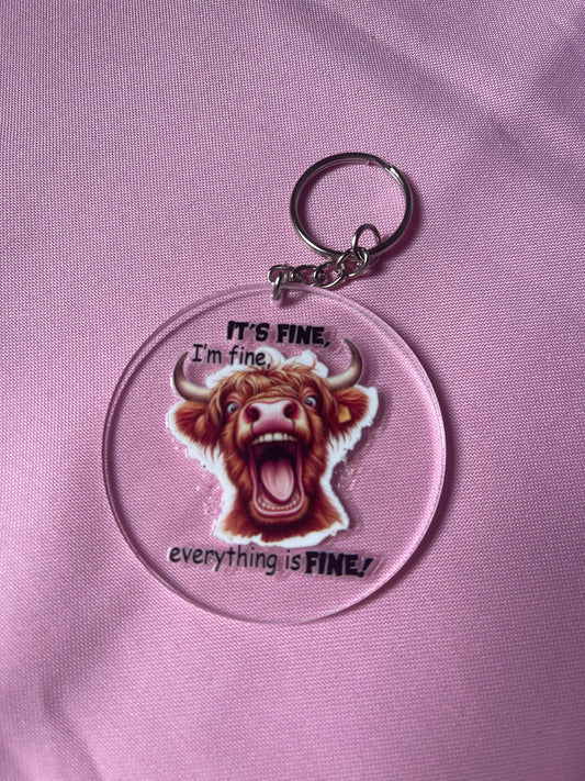 #145 It’s Fine I’m Fine Cow~~Keychain