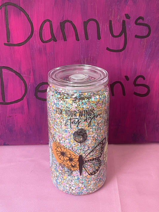 Fix Your Wings & Try Again - 16oz Snow Globe Cup
