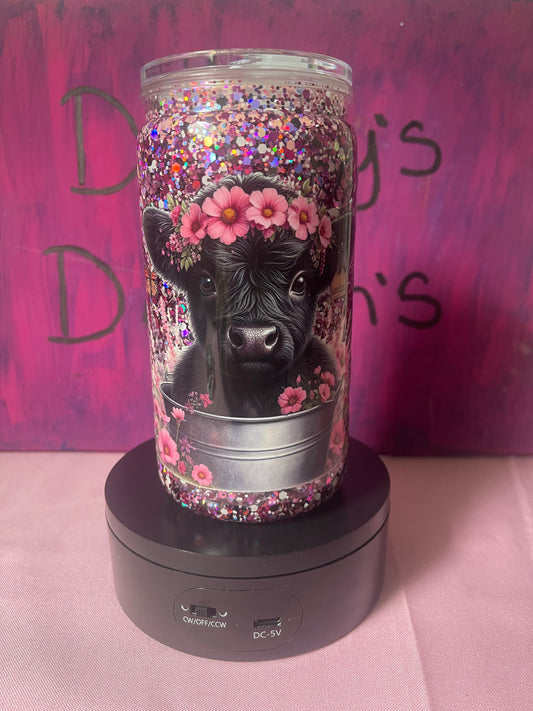 Moo-dy in Pink Cow - 16oz Snow Globe Cup