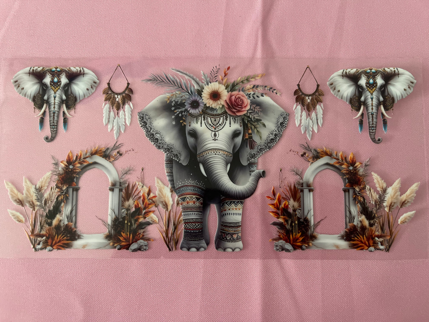 #149 Floral Elephant-16oz Uv Cup Wrap