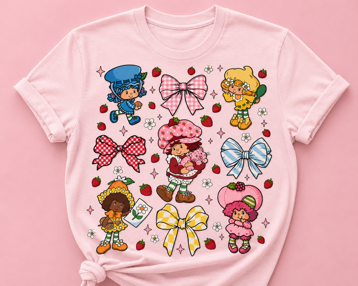 Strawberry Friends Coquette-DTF Tshirt Design