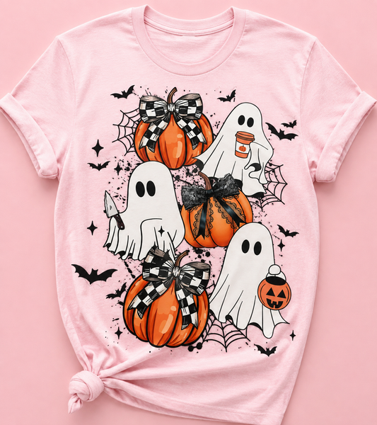 Ghost Pumpkin Bows-DTF Tshirt Design