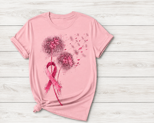 Breast Cancer Flower- DTF Tshirt Design