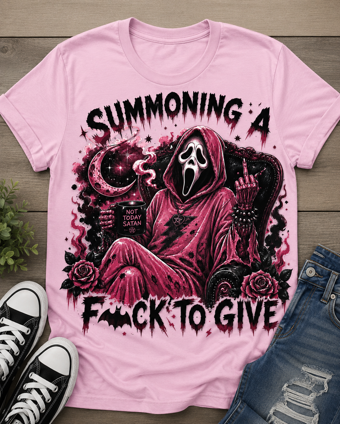 Summoning a Fuck to Give-DTF. T-shirt Design