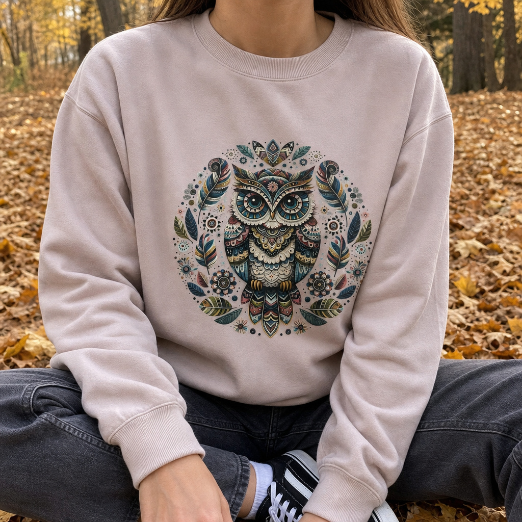 Floral Guardian Owl-Dtf T-shirt Design