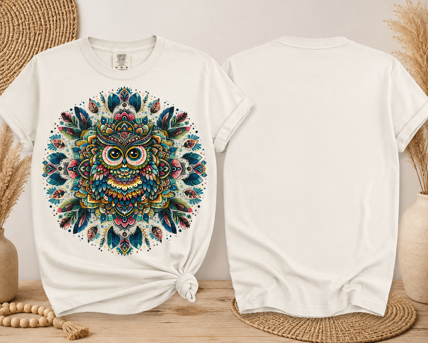 Kaleidoscope Owl- DTF T-shirt Design