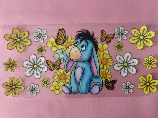#178 Blue Dino Yellow Flowers-16oz UV Cup Wrap