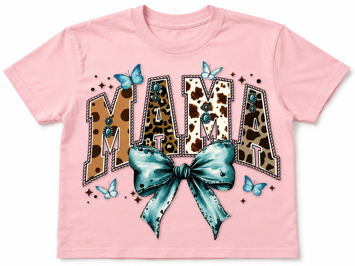 Teal Bow Mama-Dtf T-shirt Design