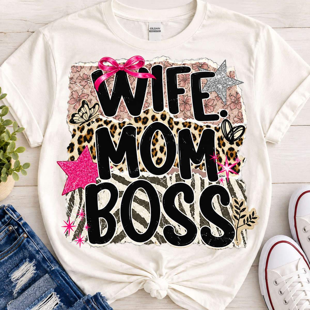 Wife Mom Boss-Dtf T-shirt Design