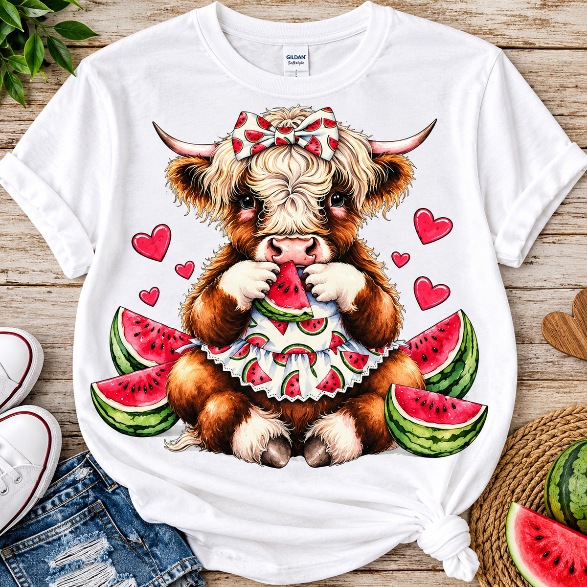 Watermelon Cow-Dtf T-shirt Design
