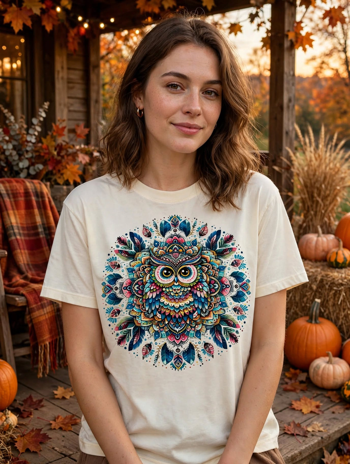 Autumn’s Wise Owl-DTF T-shirt Design