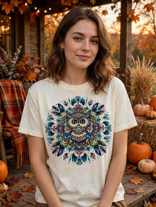 Autumn’s Wise Owl-DTF T-shirt Design