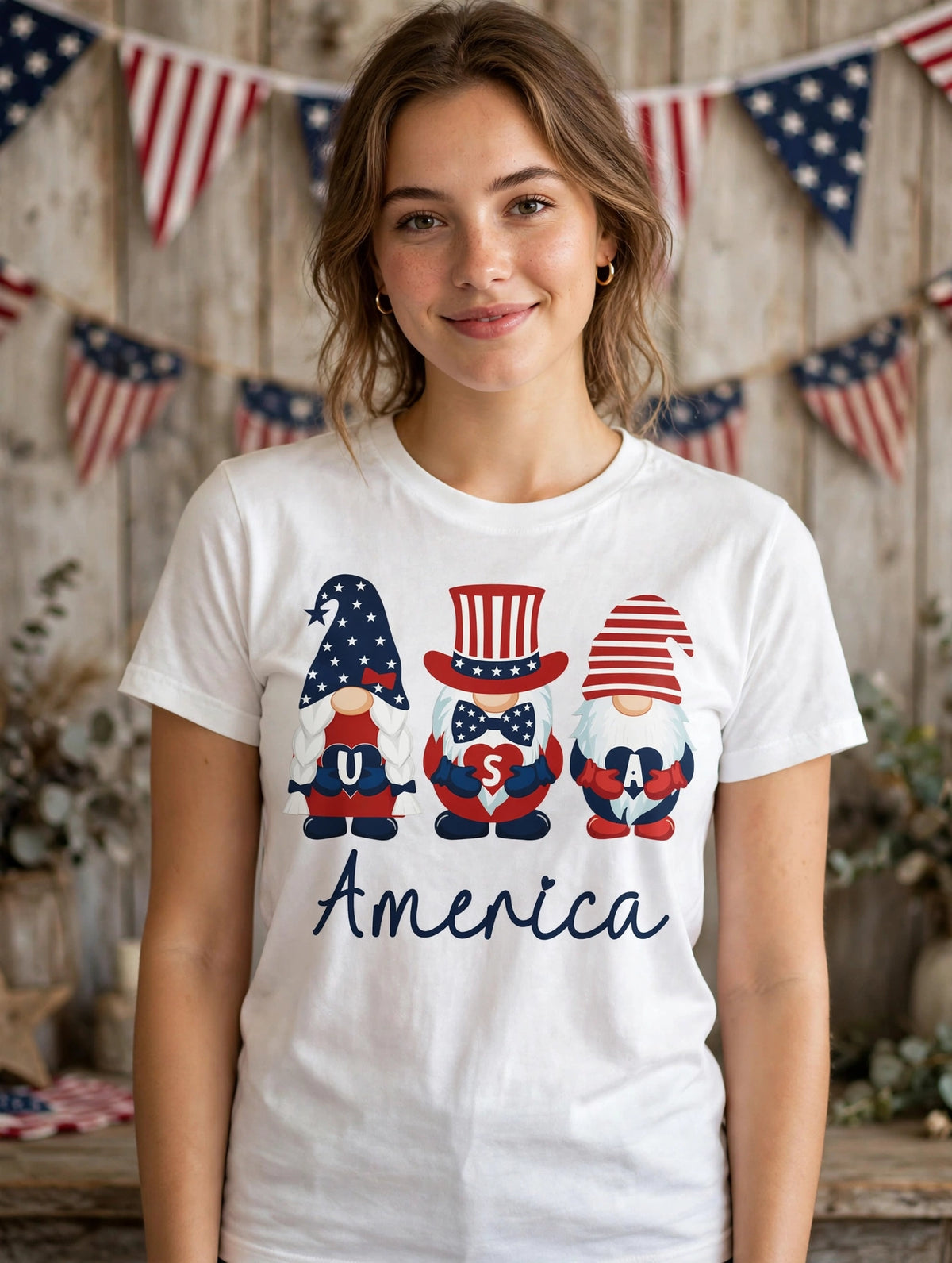 USA America Gnome-Dtf T-shirt Design
