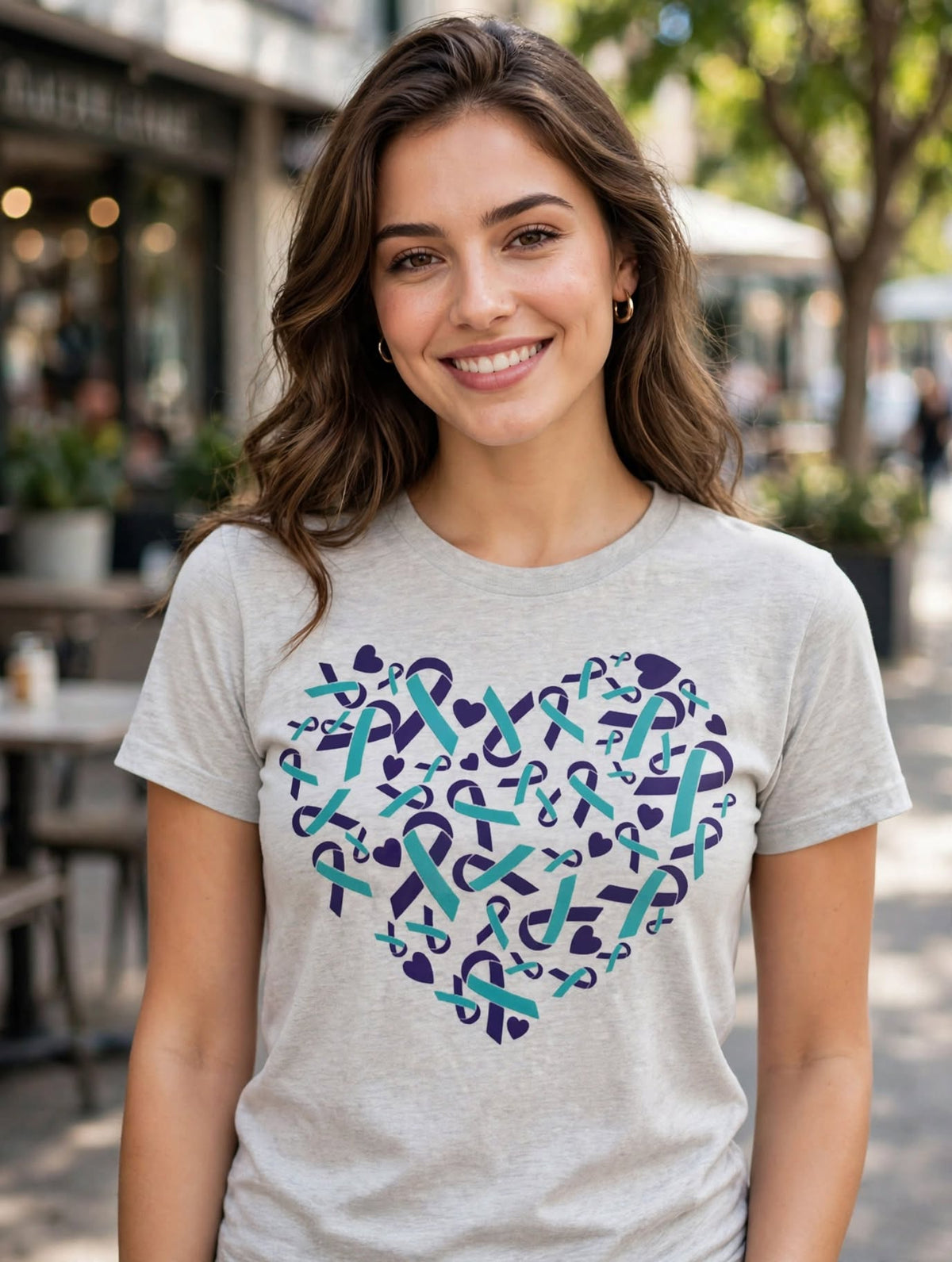 Ribbon Heart Suicide Awareness-Dtf T-shirt Design