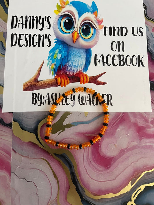 #135 Orange & Black~~Bracelet
