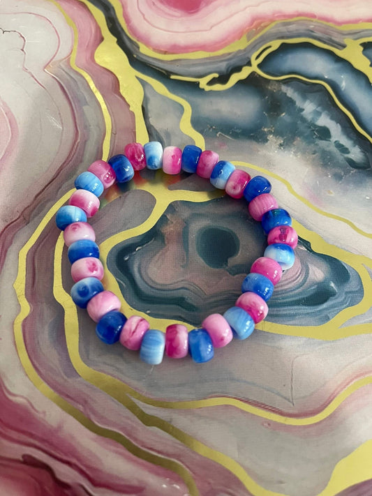 #130 Pink & Blue Tie-Dye~~Bracelet
