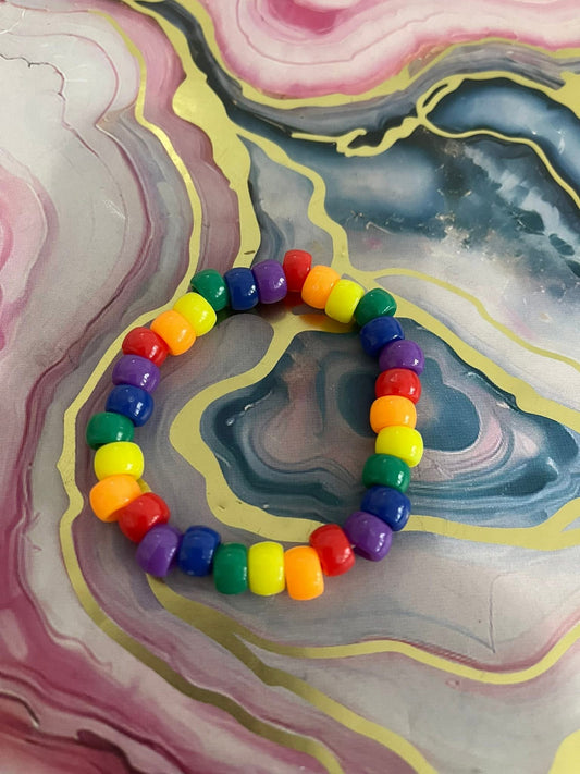 #70 Yellow, Orange, Red, Purple, Blue & Green~~Bracelet