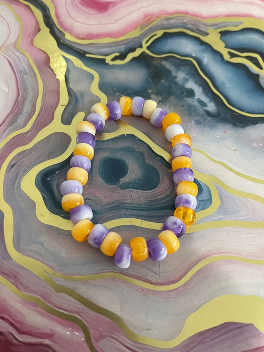 #128 Orange & Purple Tie-Dye~~Bracelet