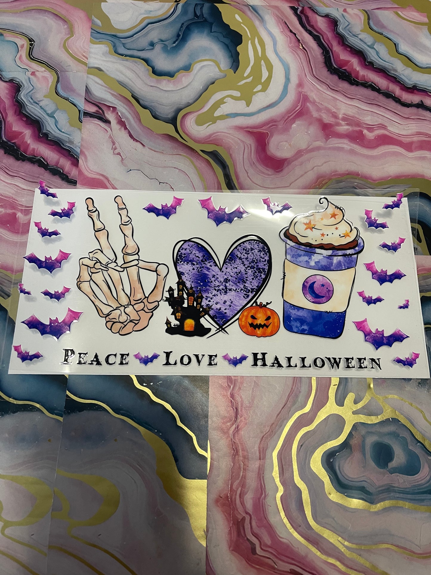 #46 Peace•Love•Halloween~~UV DTF CUP WRAP