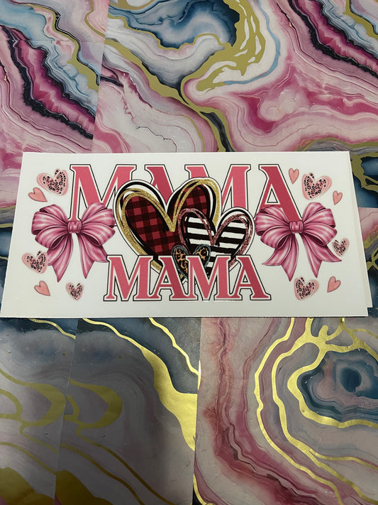 #10 Pink Bow Heart Mama~~UV DTF CUP WRAP