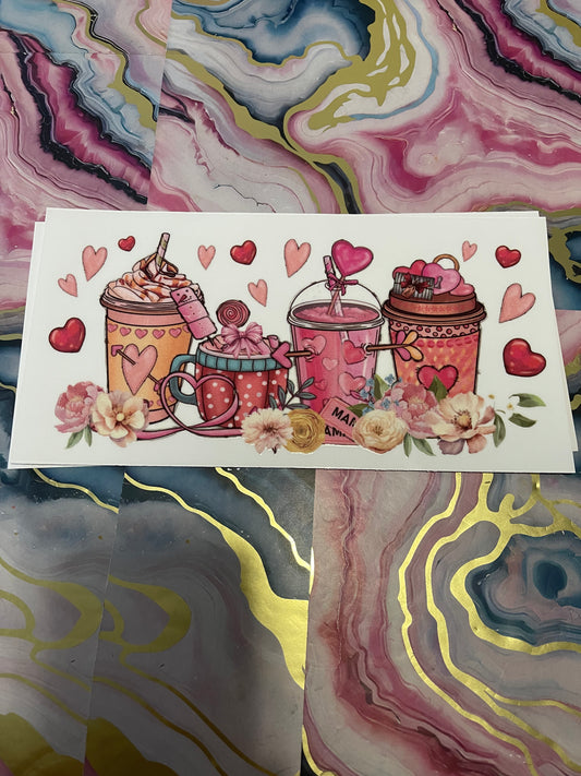 #04 Pink Heart Coffee~~UV DTF CUP WRAP